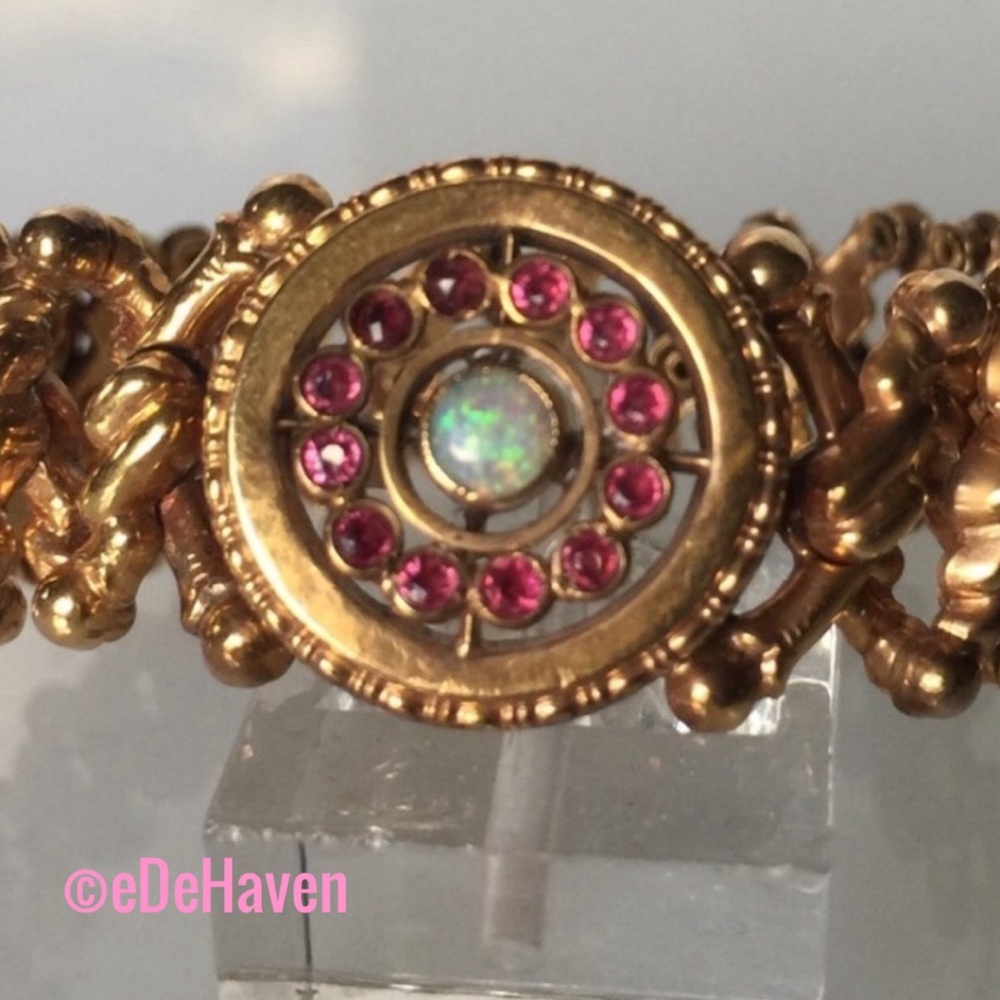 Antique GF- Ruby & Opal bracelet